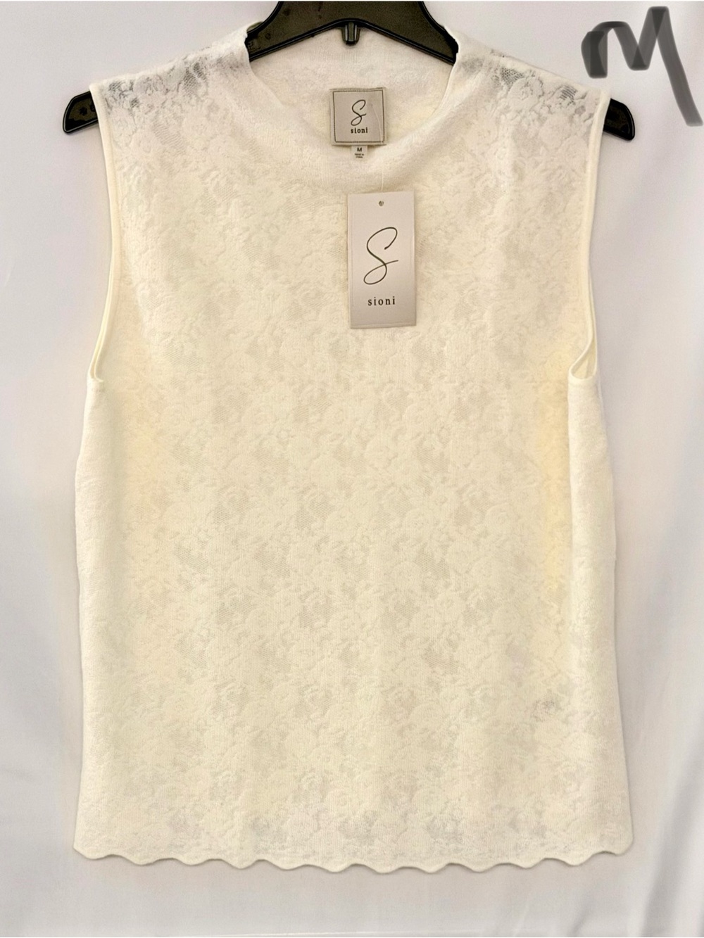 Sioni Ivory Lace-Overlay Sleeveless Tank